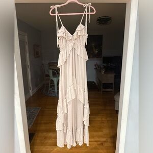 FREE PEOPLE BEACH NWOT Elegant Cream Ruffle Maxi Dress